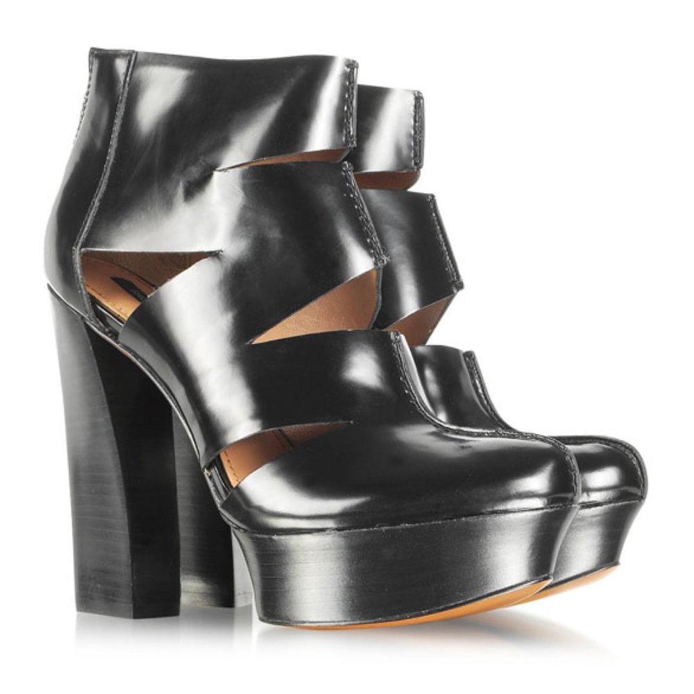 Rachel Zoe Elliott High Heel Black Leather Cutout Platform Bootie Size 7 View 6